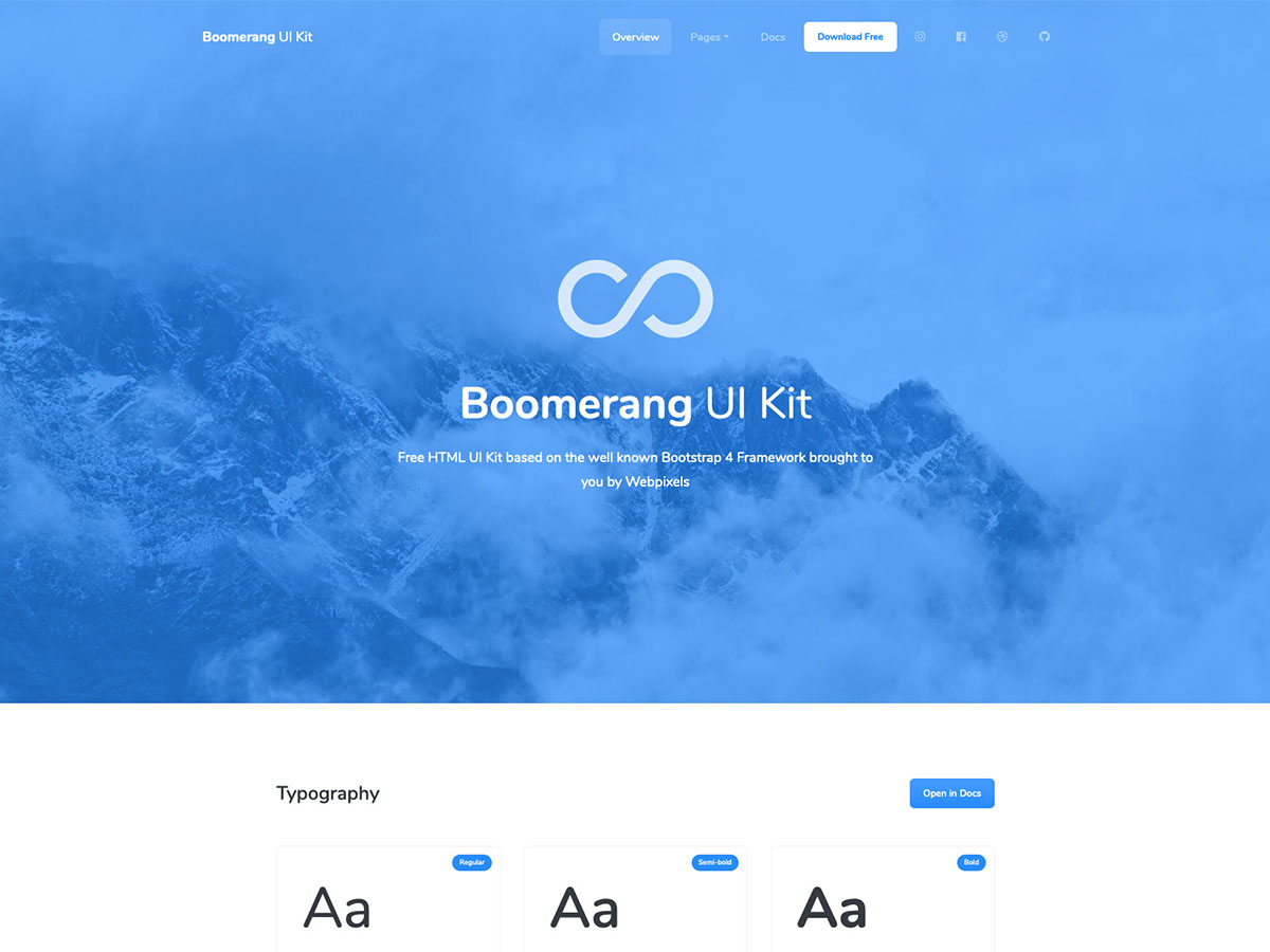 Boomerang - Free Bootstrap UI Kit Cover