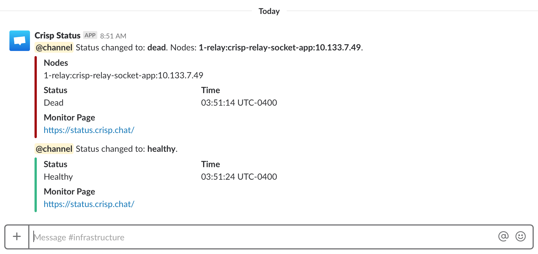 Vigil alert in Slack