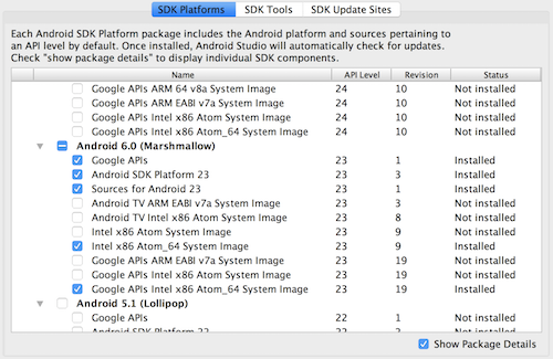 SDK Platforms