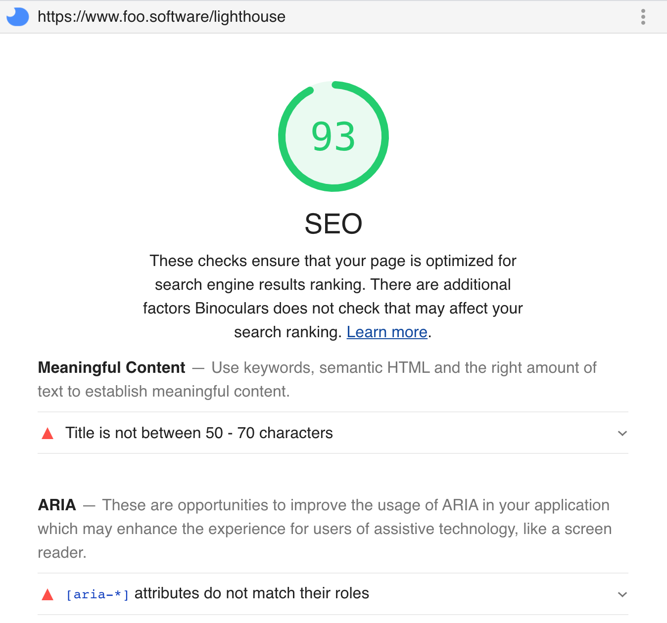 Binoculars GitHub action HTML report