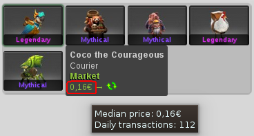 Item price displayed under name - Dota2