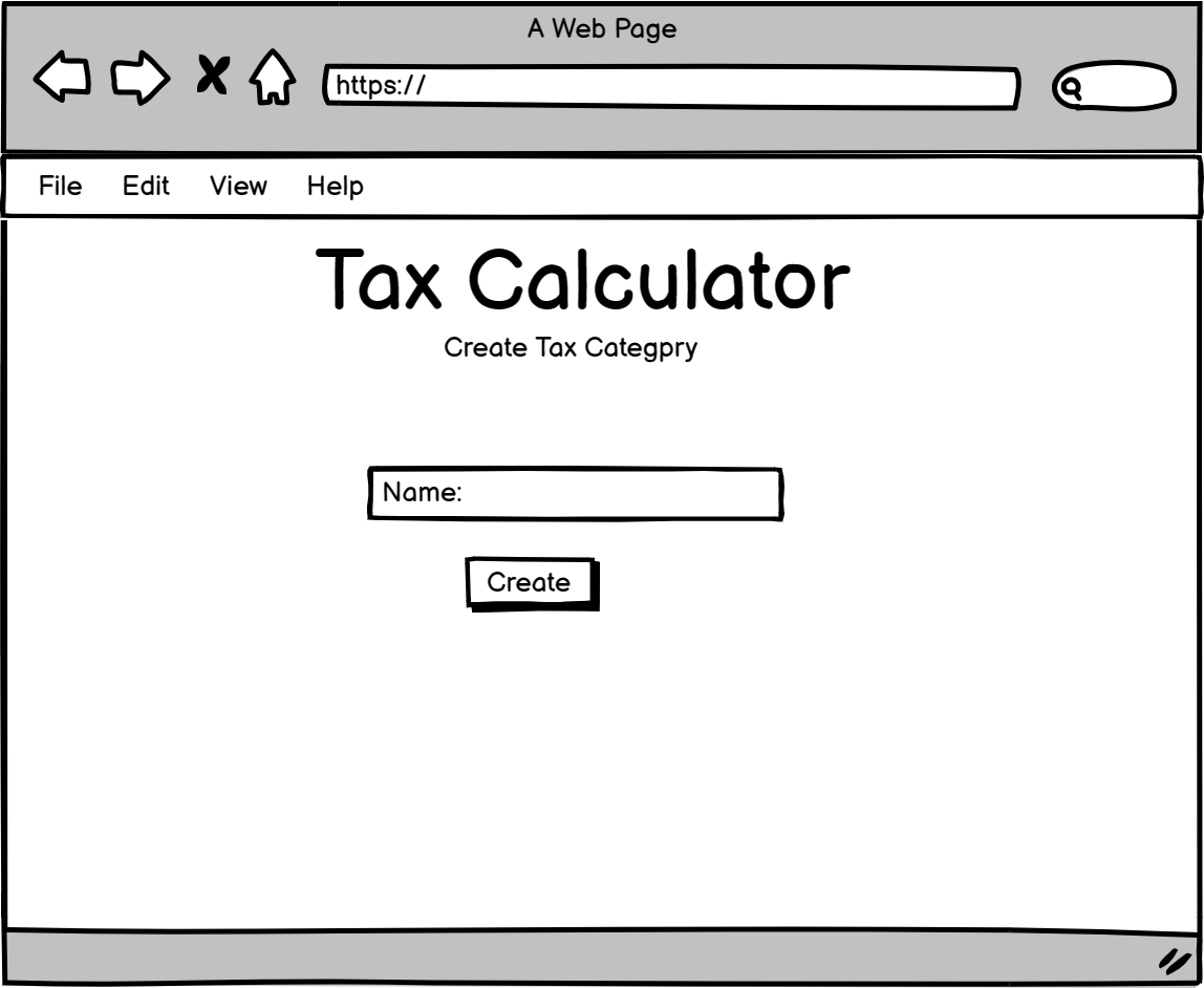 The admin add tax category page wireframe