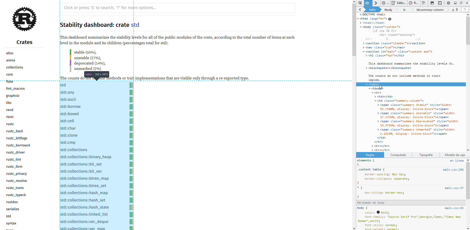 stability dashboard incorrect table width image