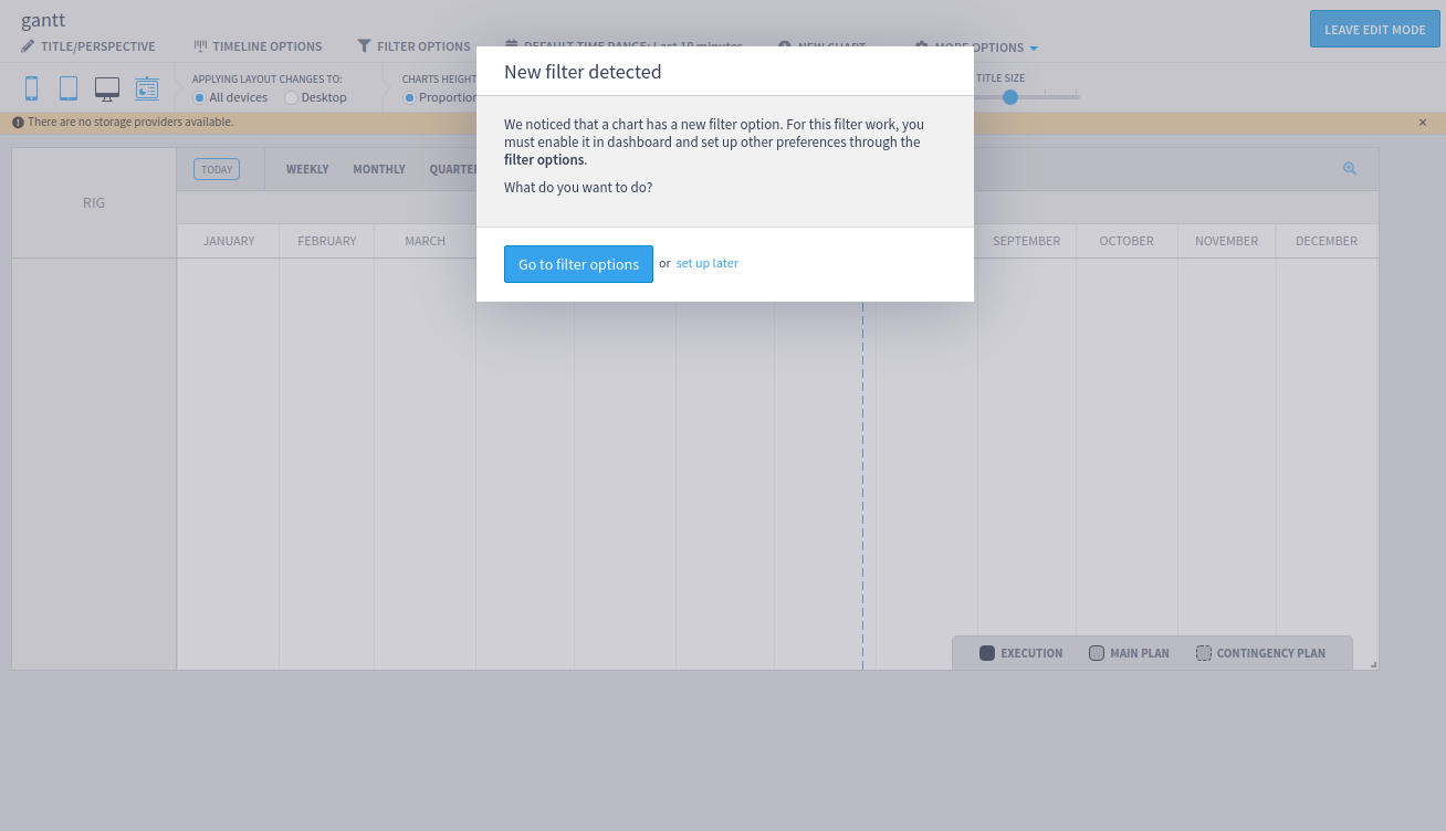 Rig filter dashboard configuration