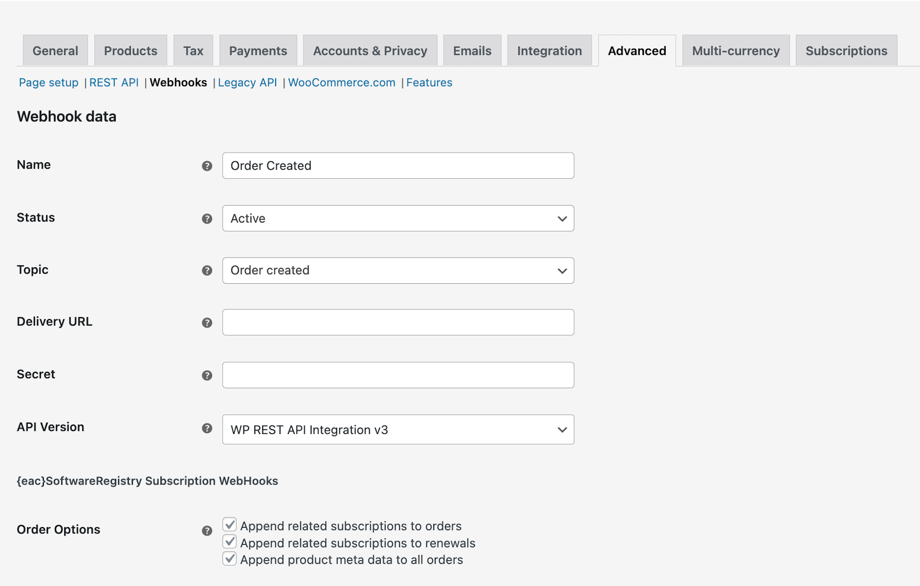 {eac}SoftwareRegistry Subscriptions for WooCommerce