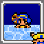 Blue haired swimmer with dark yellow bow