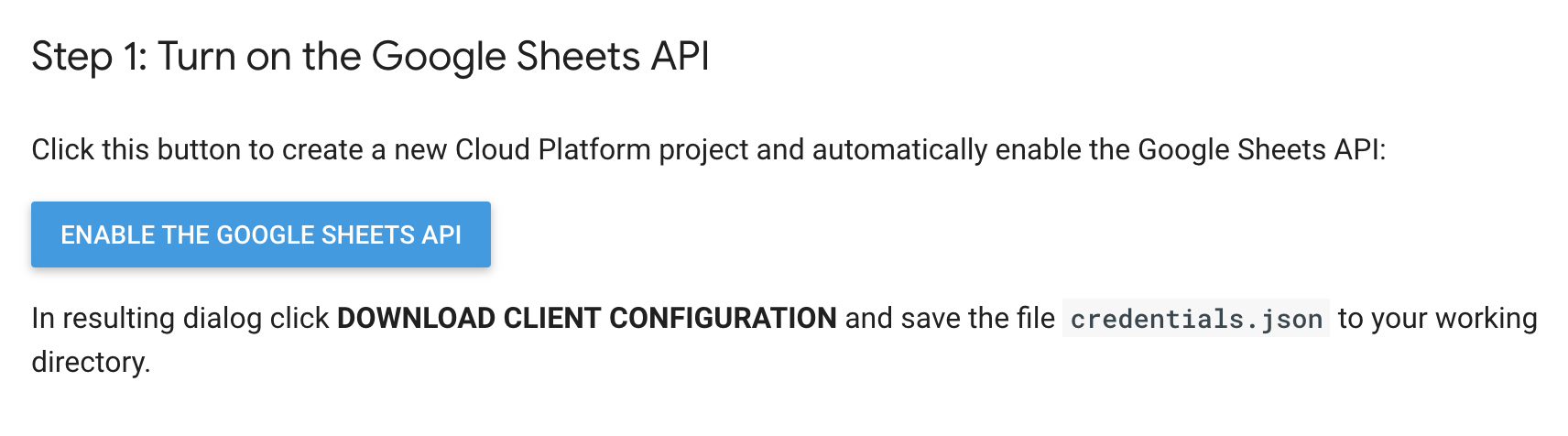 Google Sheets APIs site