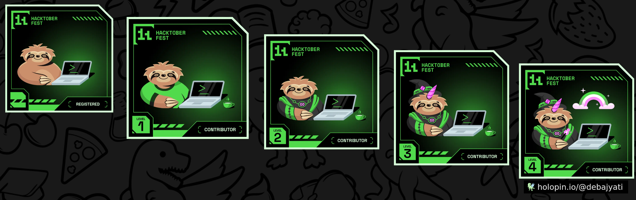 An image of @debajyati's Holopin badges, which is a link to view his full Holopin profile