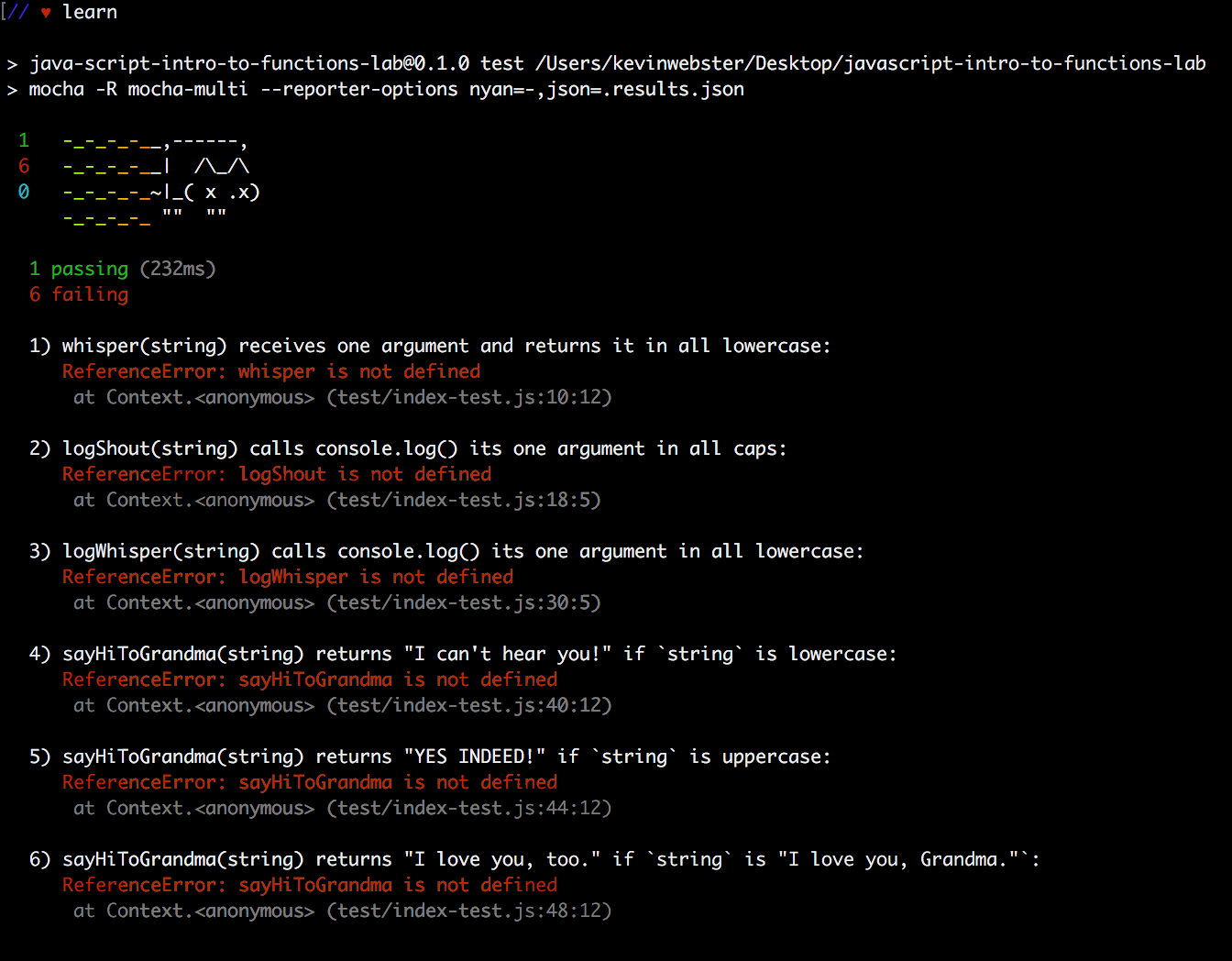 first test passing