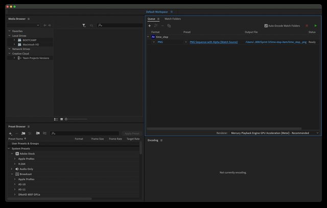 Adobe Media Encoder window example