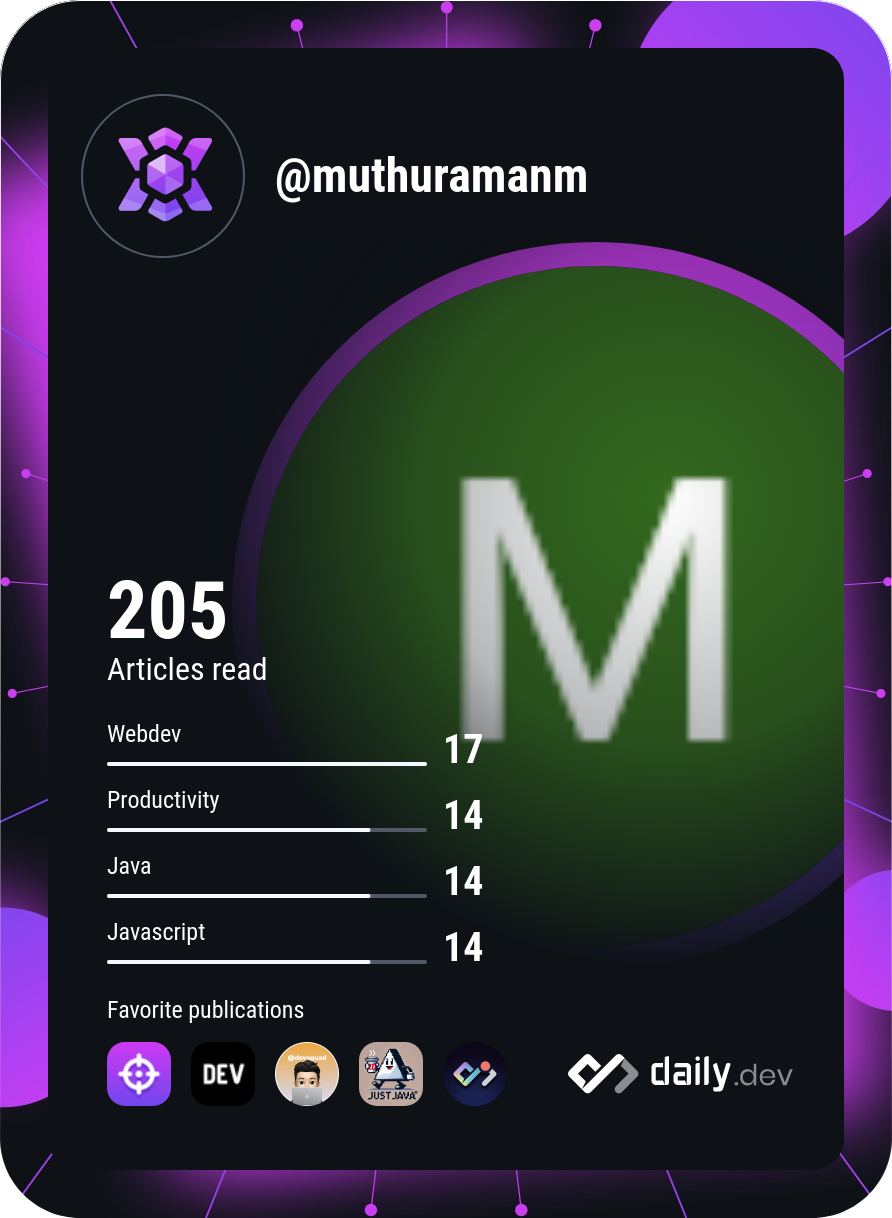 Muthu Raman M's Dev Card