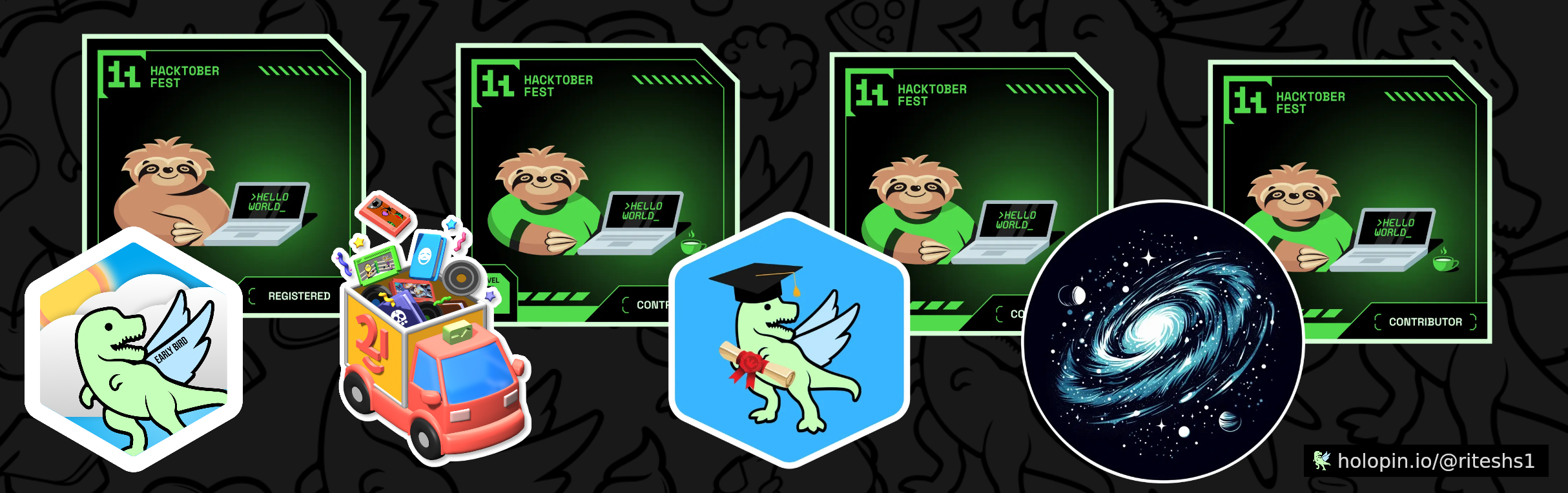 An image of @riteshs1's Holopin badges, which is a link to view their full Holopin profile