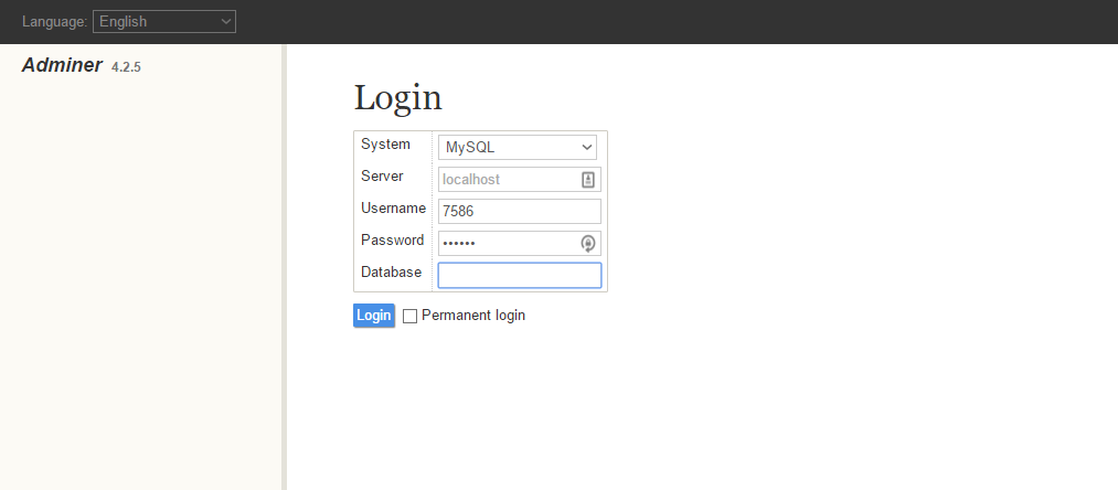 login page