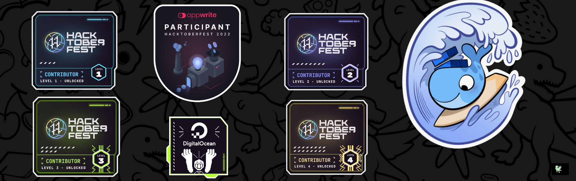 An image of @tusharminche's Holopin badges, which is a link to view their full Holopin profile