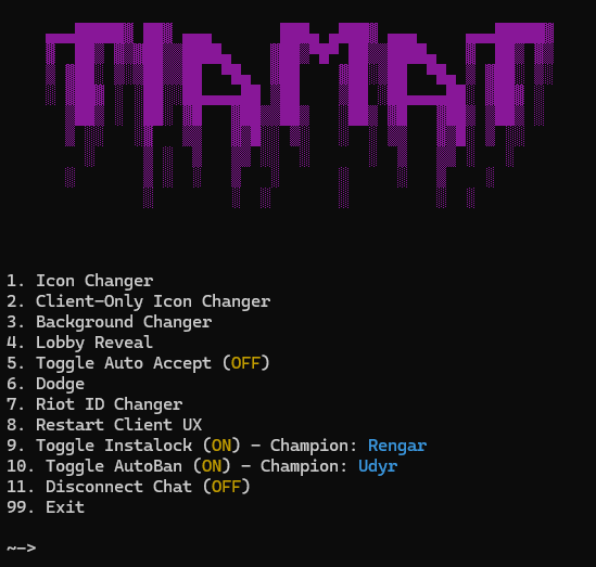 Tiamat Menu Interface