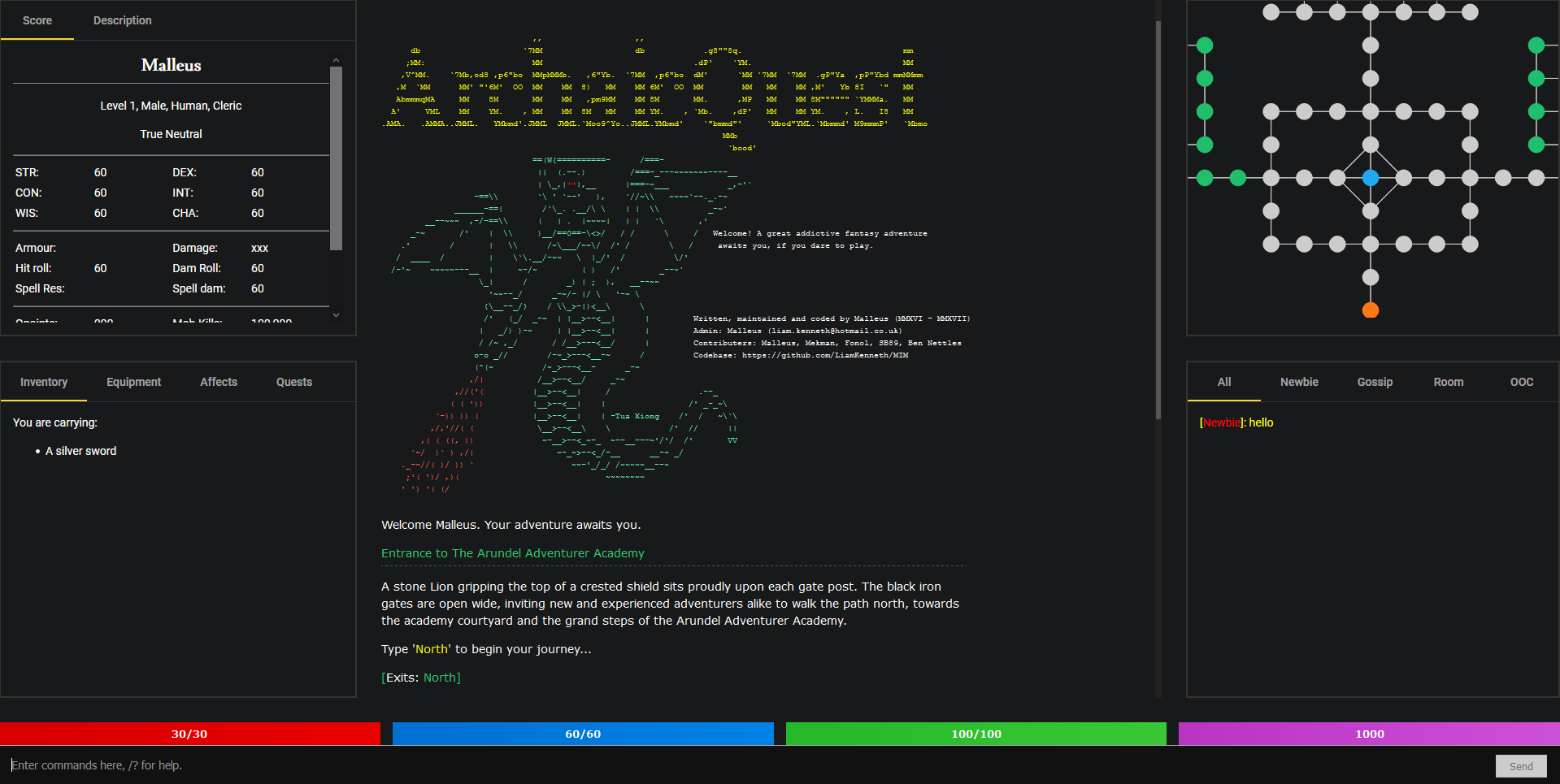 alt ArchaicQuestII Web Client