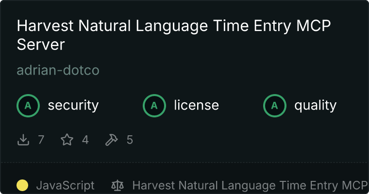 Harvest Natural Language Time Entry Server MCP server