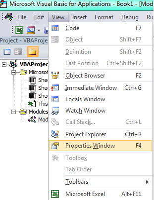 menu --> View --> Properties Window