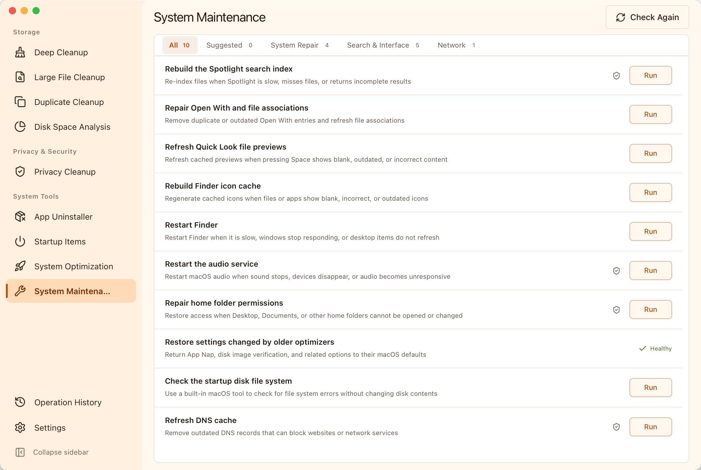 MangoDisk System Maintenance interface