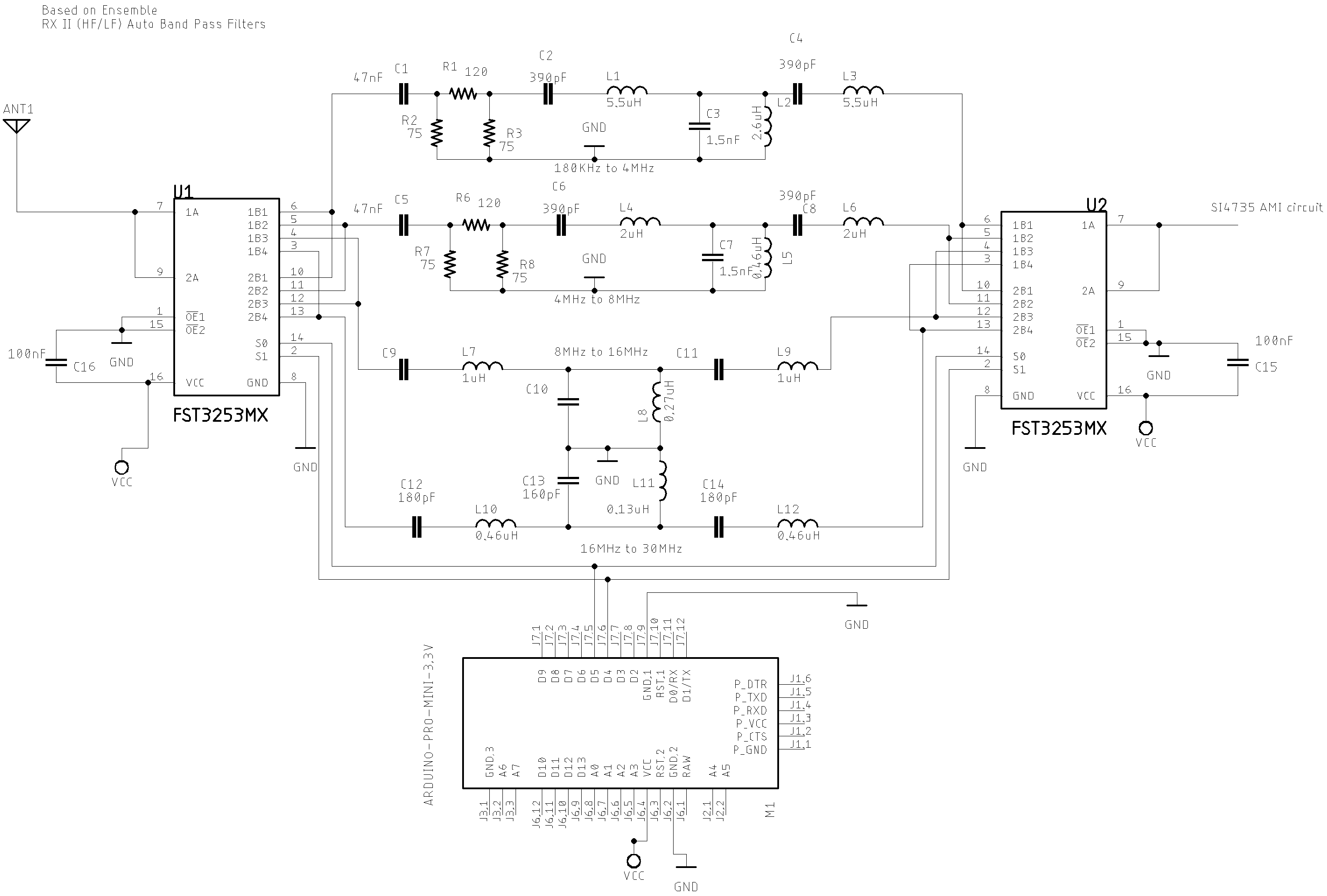 Band Pass Filter controlled by Arduino