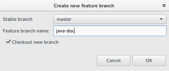 Create Feature Branch Dialog