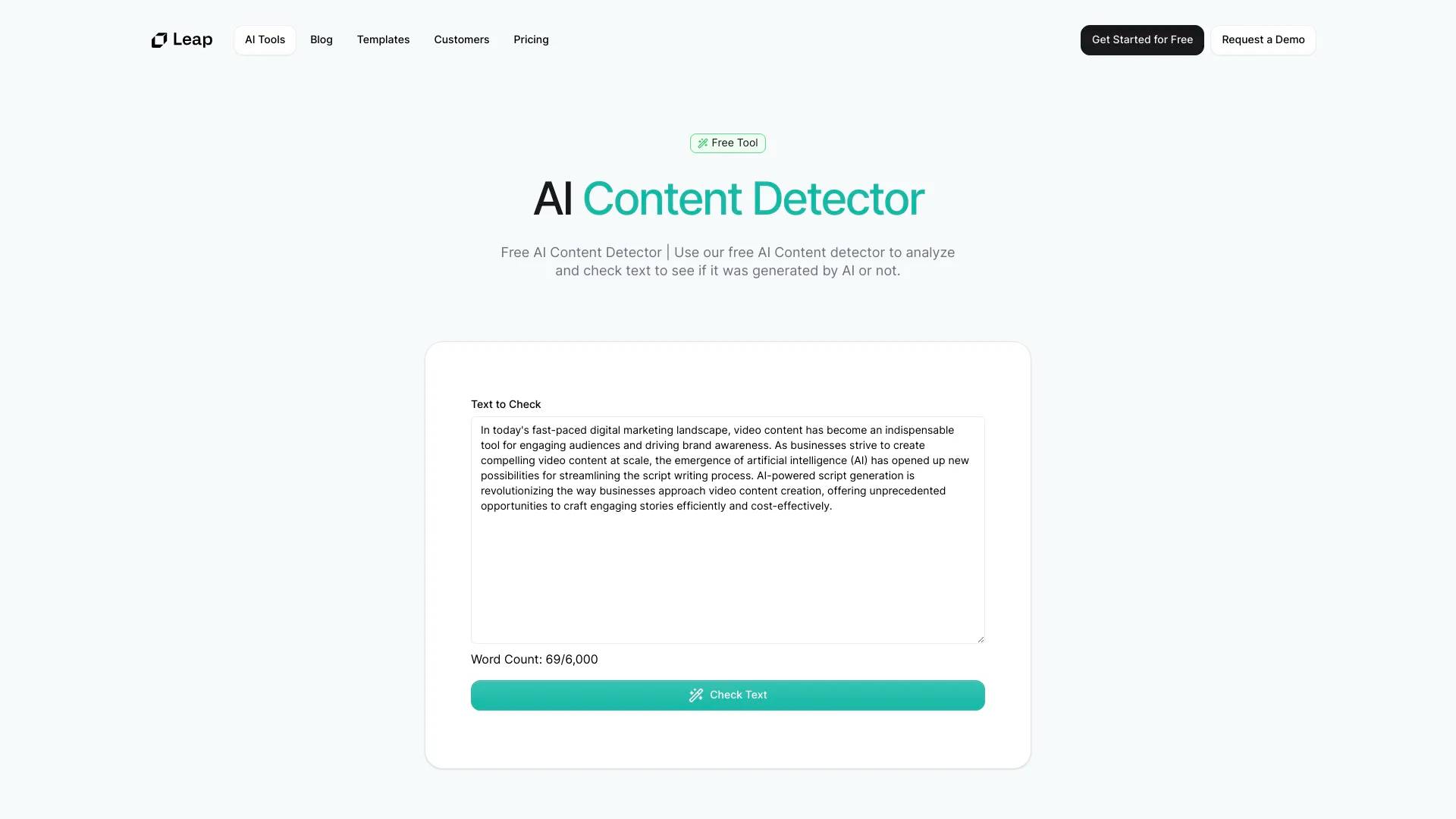 AI Content Detector by Leap AI