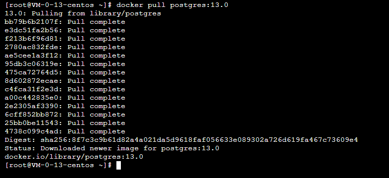 拉取最新的 postgres 镜像