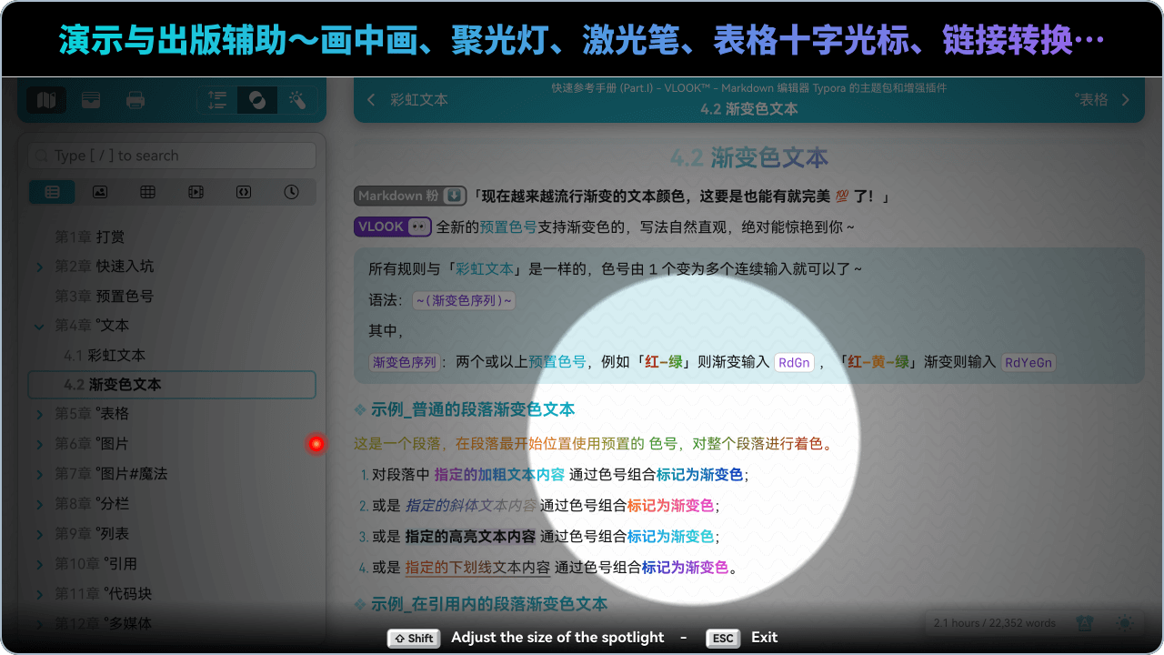 火力全开的演示辅助～画中画、聚光灯、激光笔、表格十字光标、刮刮卡…