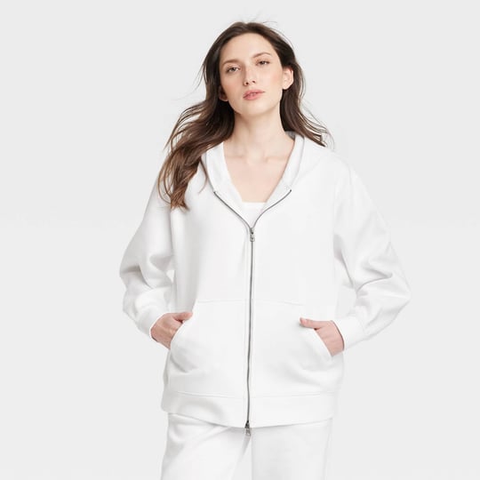 womens-oversized-hooded-zip-up-sweatshirt-universal-thread-white-m-1