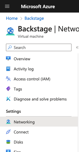 Networking tab in the Azure portal