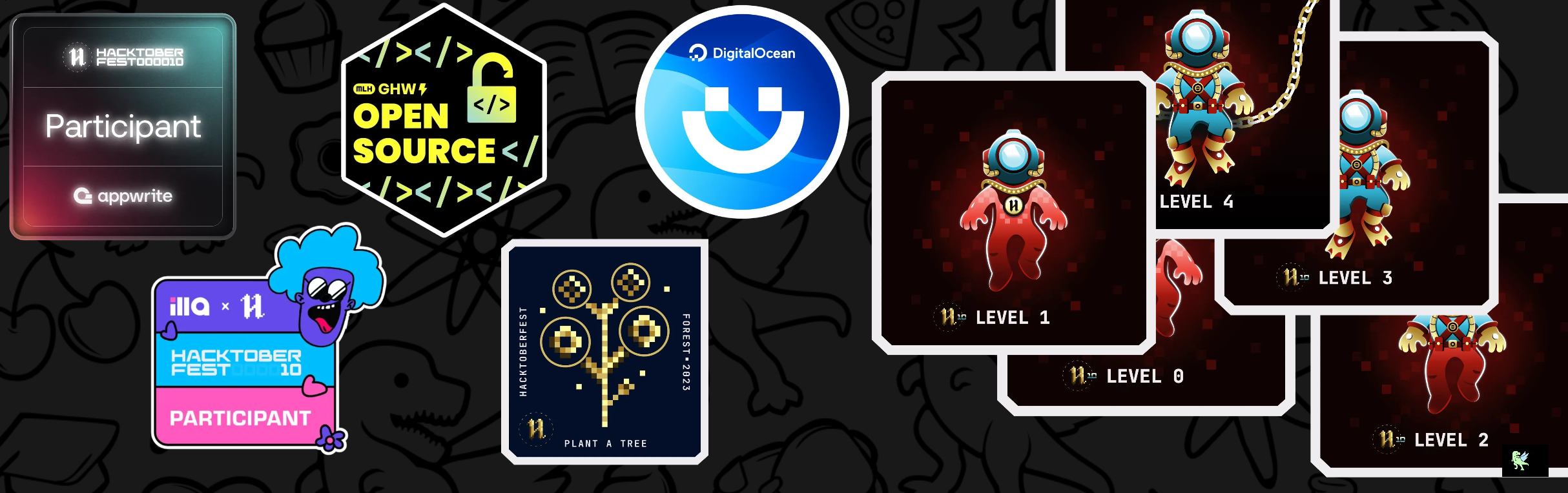 An image of @devxinnovate's Holopin badges, which is a link to view their full Holopin profile