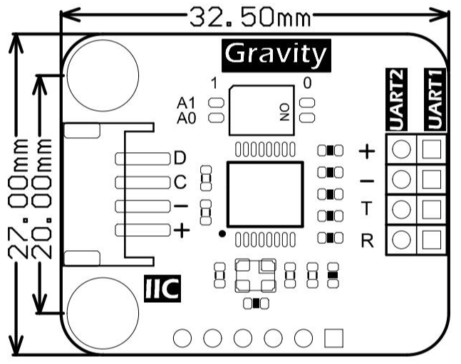 DFR0627 IIC to UART尺寸图