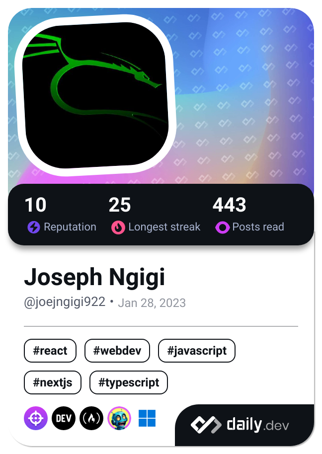 Joseph Ngigi's Dev Card