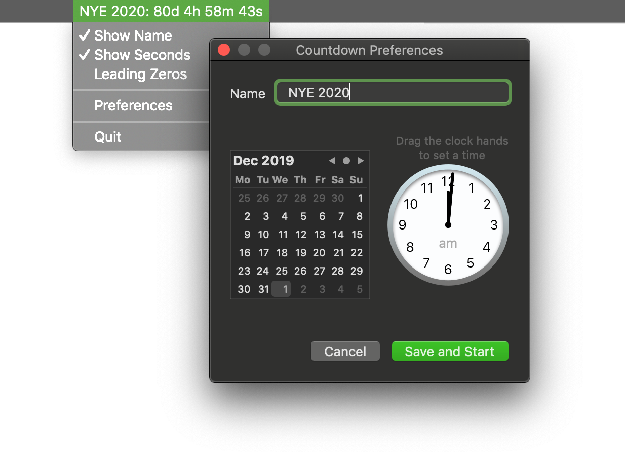 macOS/OS X Statusbar Countdown