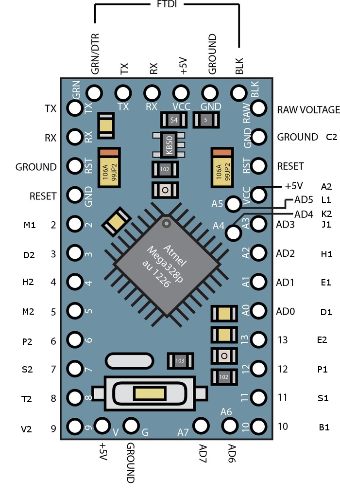 Arduino Mini Pro connections