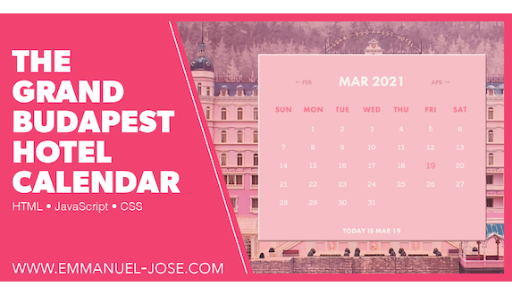 The Grand Budapest Hotel Calendar. Click to visit.