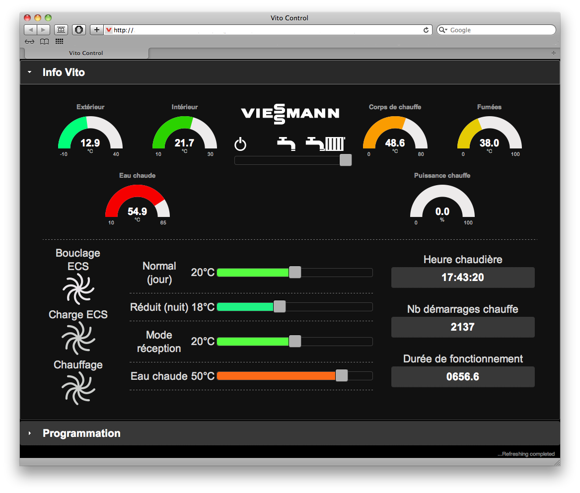 dashboard vitocontrol domoticz