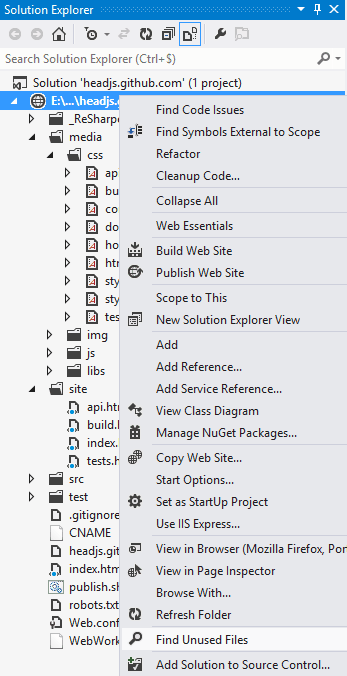 Visual Studio (context menu)