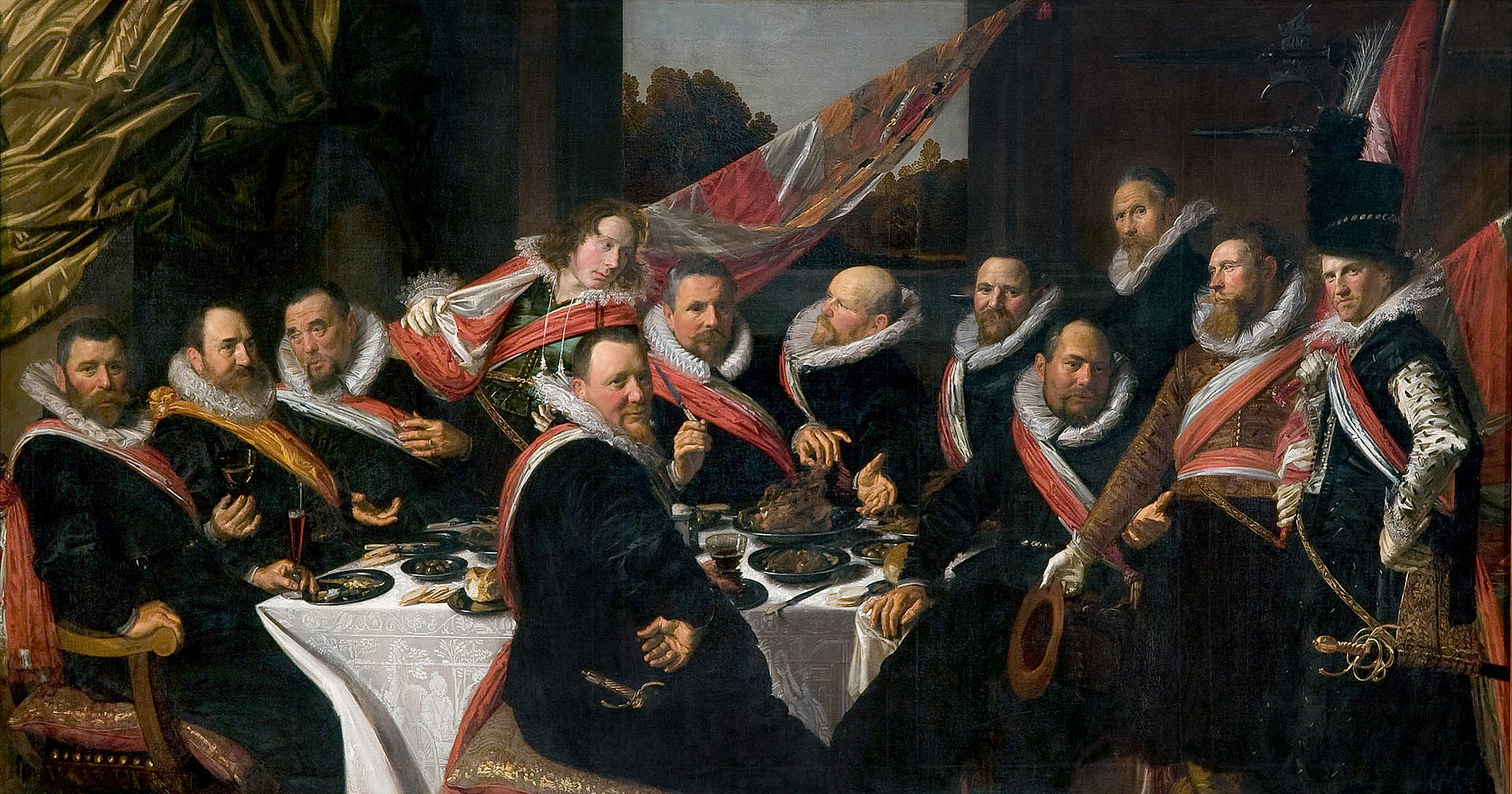Source : Wikipédia - Frans Hals (1580-1683) - Banquet des officiers du corps des archers de Saint-Georges (1616) - Musée Frans Hals à Harlem