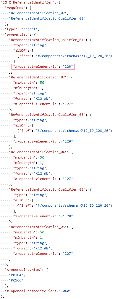 Example of EDI data element