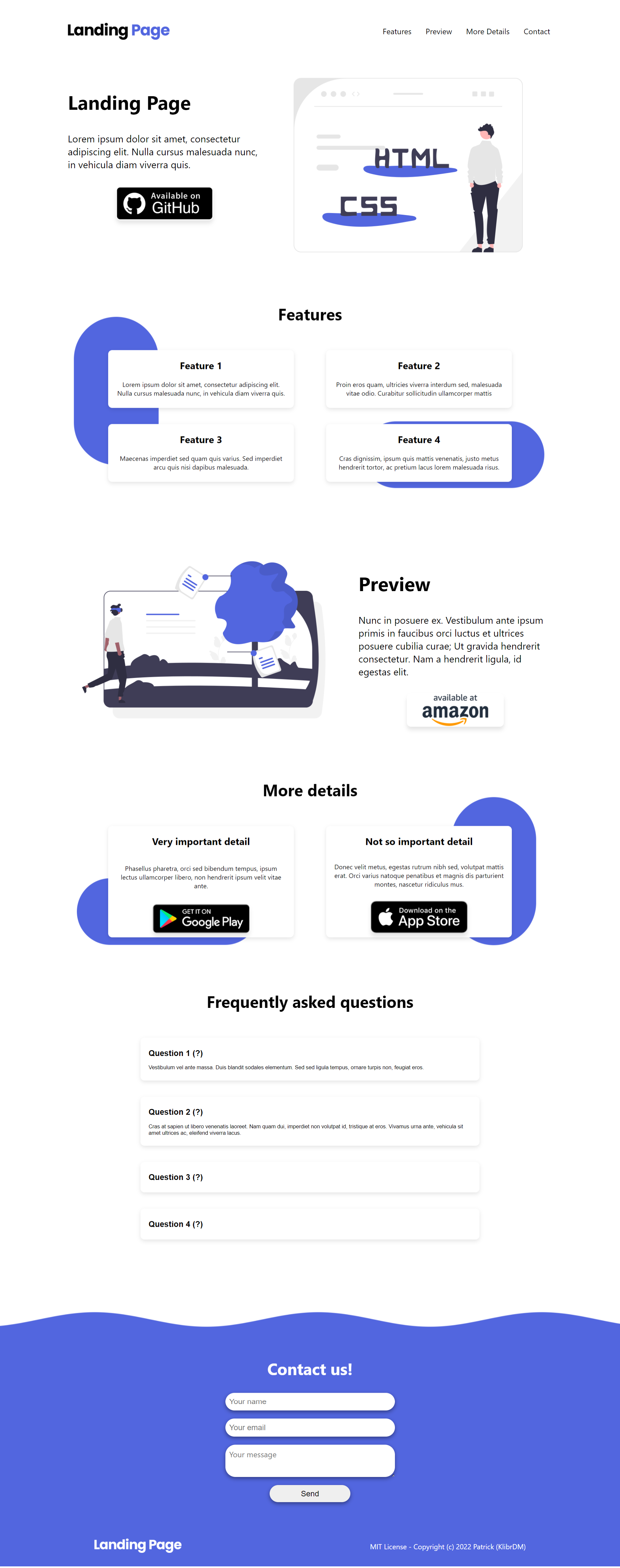 GitHub - KlibrDM/react-landing-page: Landing Page template made with ...