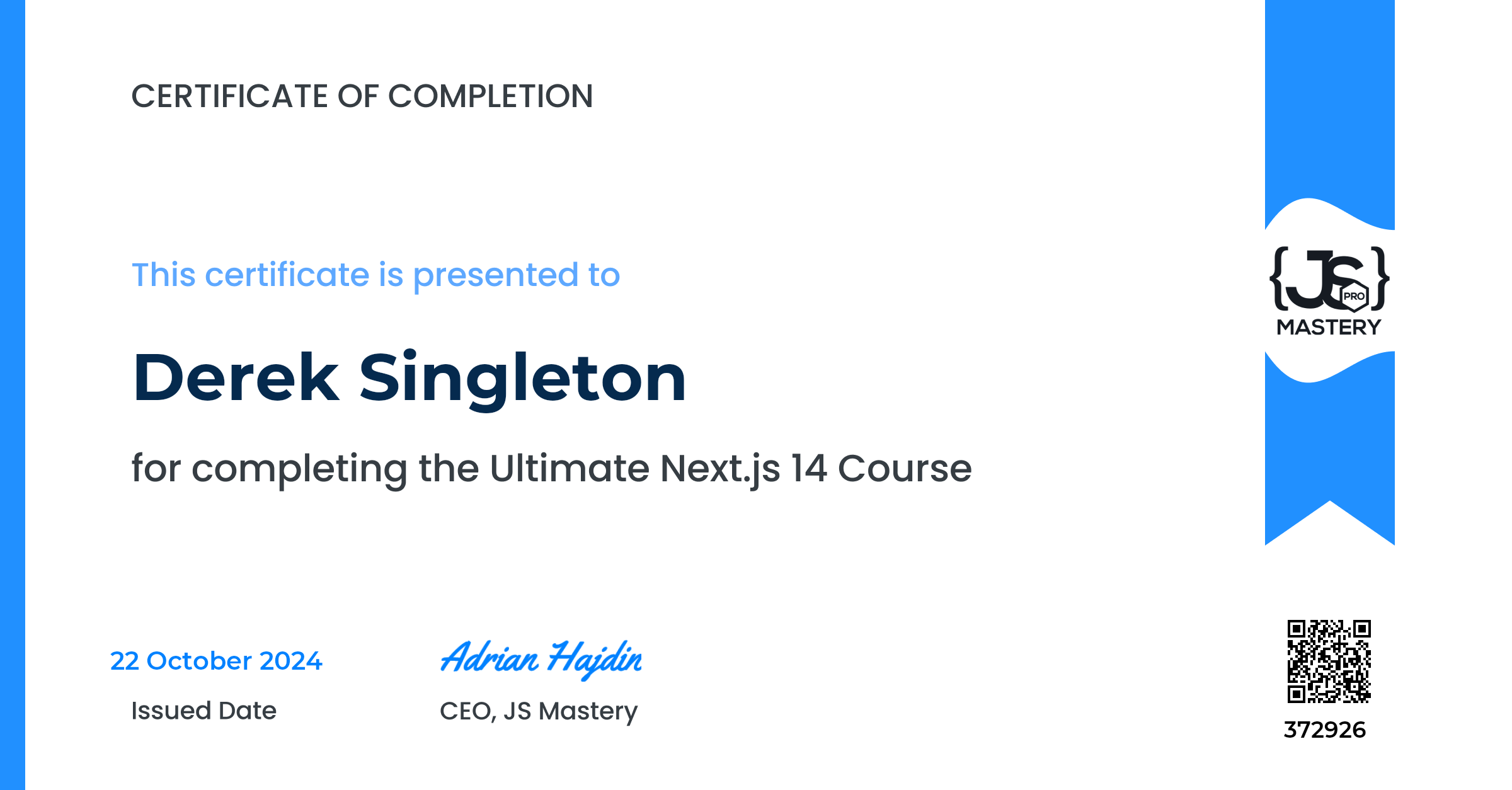 Ultimate Next.js 14 Certificate