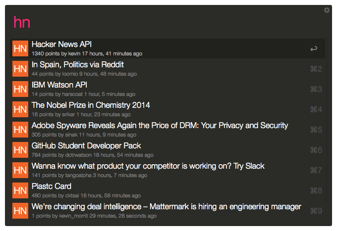 HackerNews for Alfred Screenshot