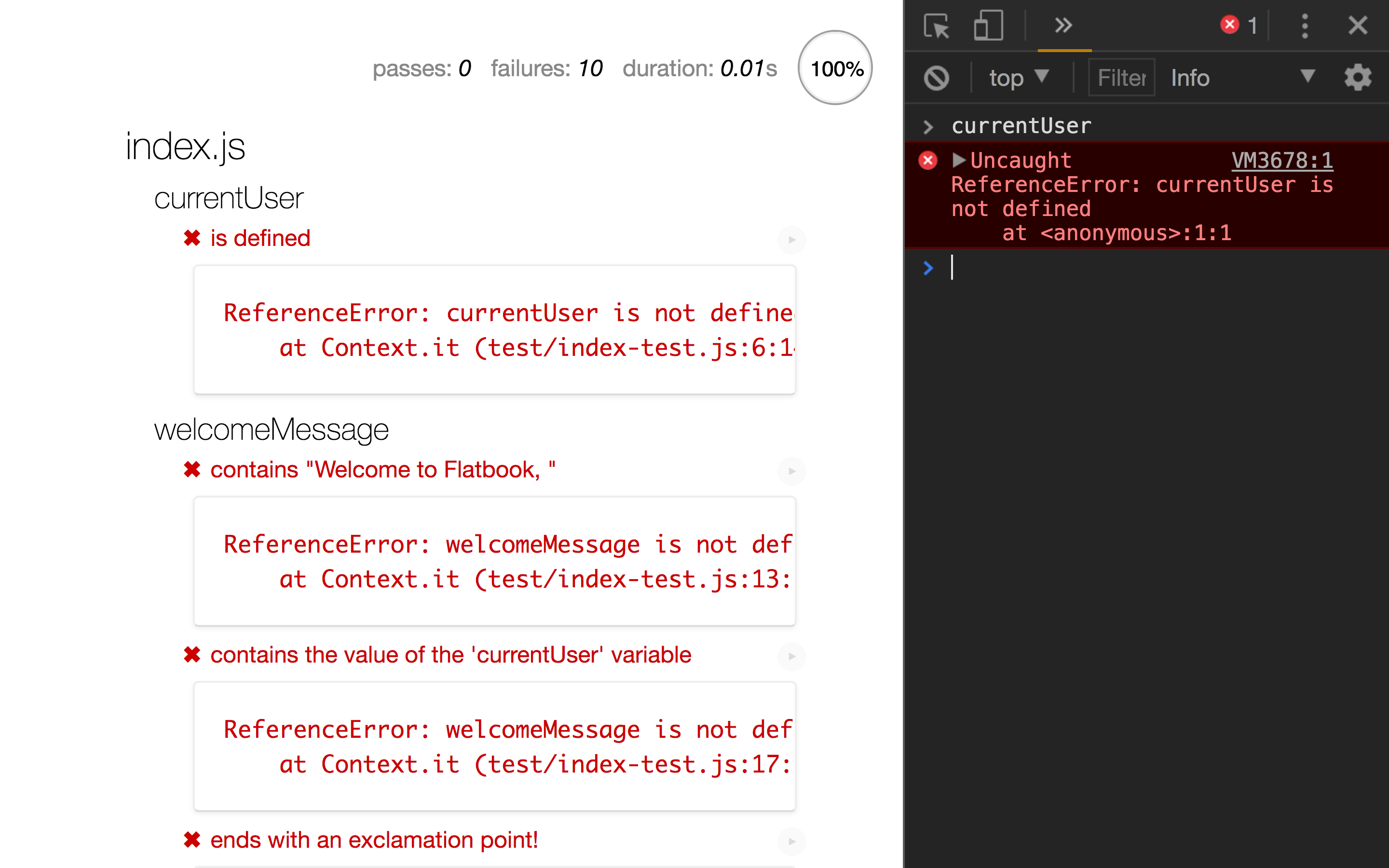 Checking the value of currentUser in the console