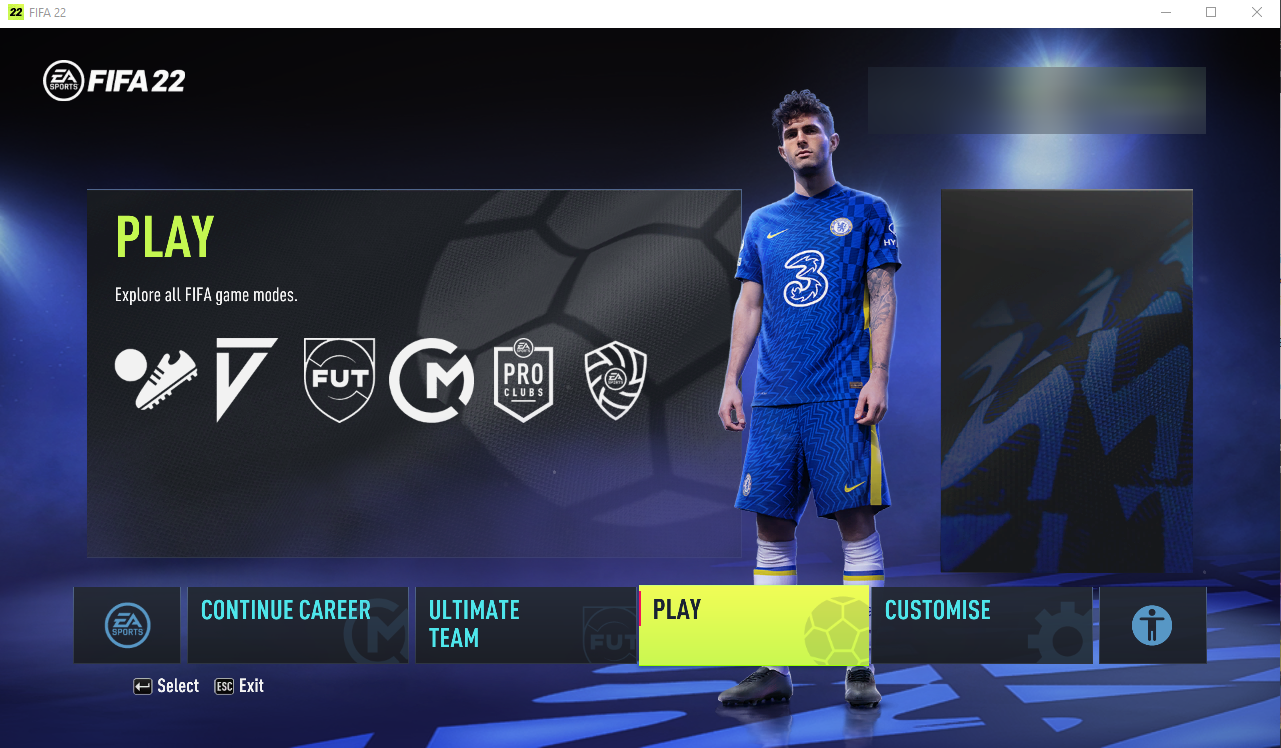 FIFA 22 Main Menu