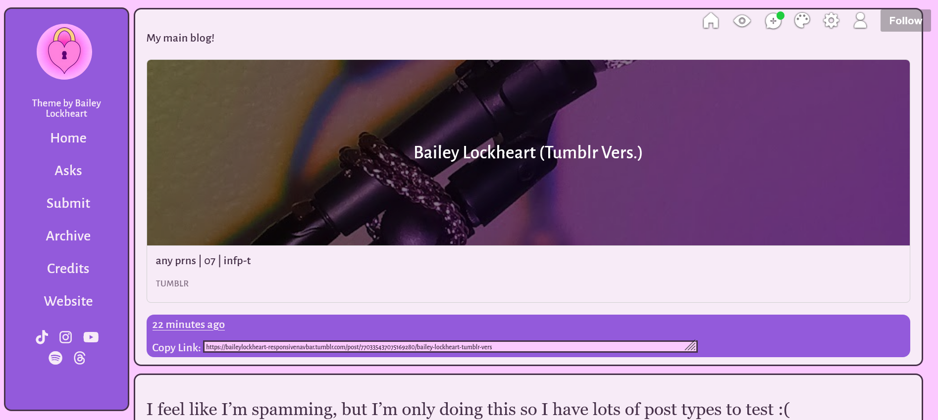 screenshot of my tumblr page