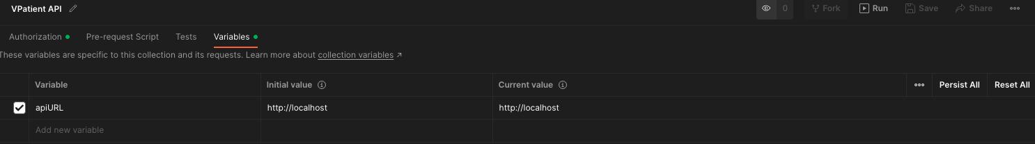 Postman apiURL variable