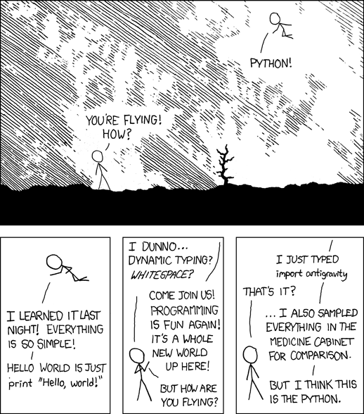 XKCD-comic python antigravity