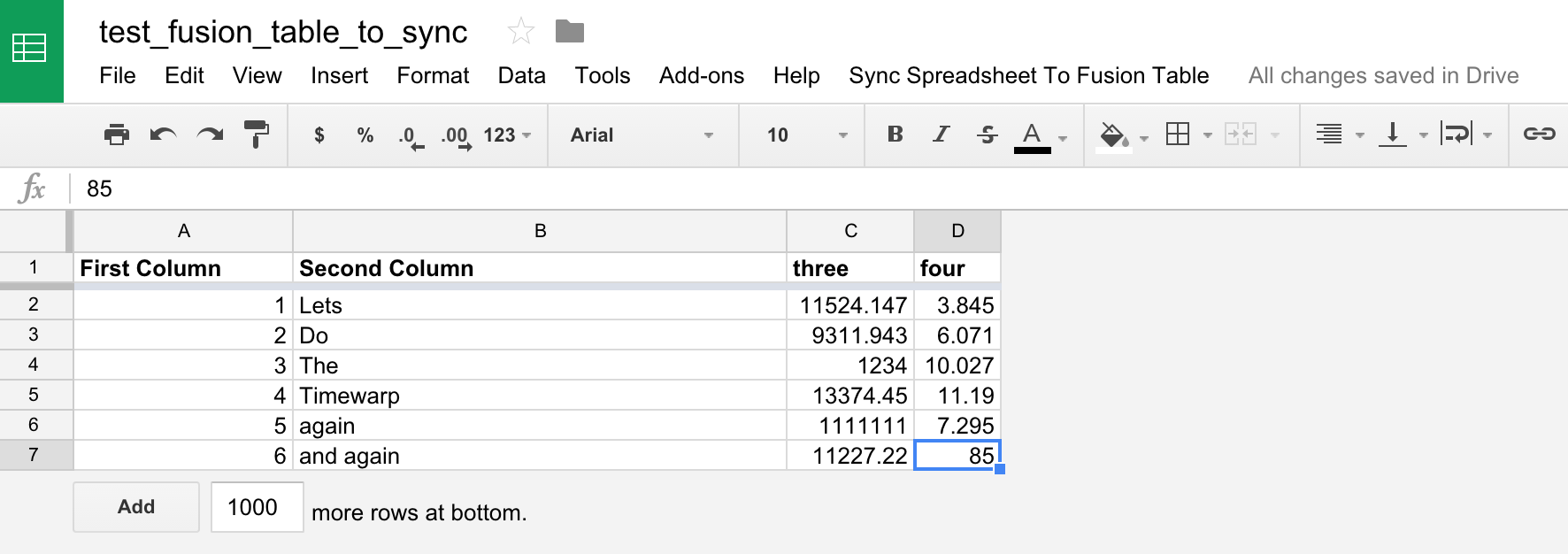 Google spreadsheet