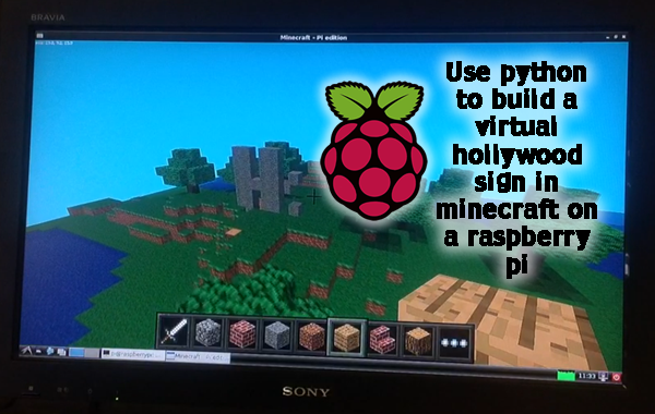 Screenshot of minecraft on a Raspberry Pi